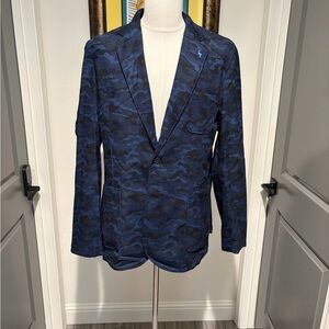 Tailorbyrd Mens Navy Camouflage Corduroy Blazer